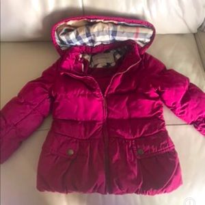 Authentic Burberry children’s puffer coat. Size 3 yr